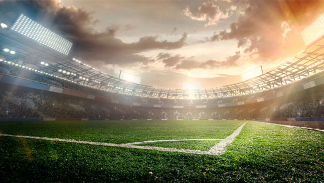 Fotomurales panorámica estadio de fútbol iluminado